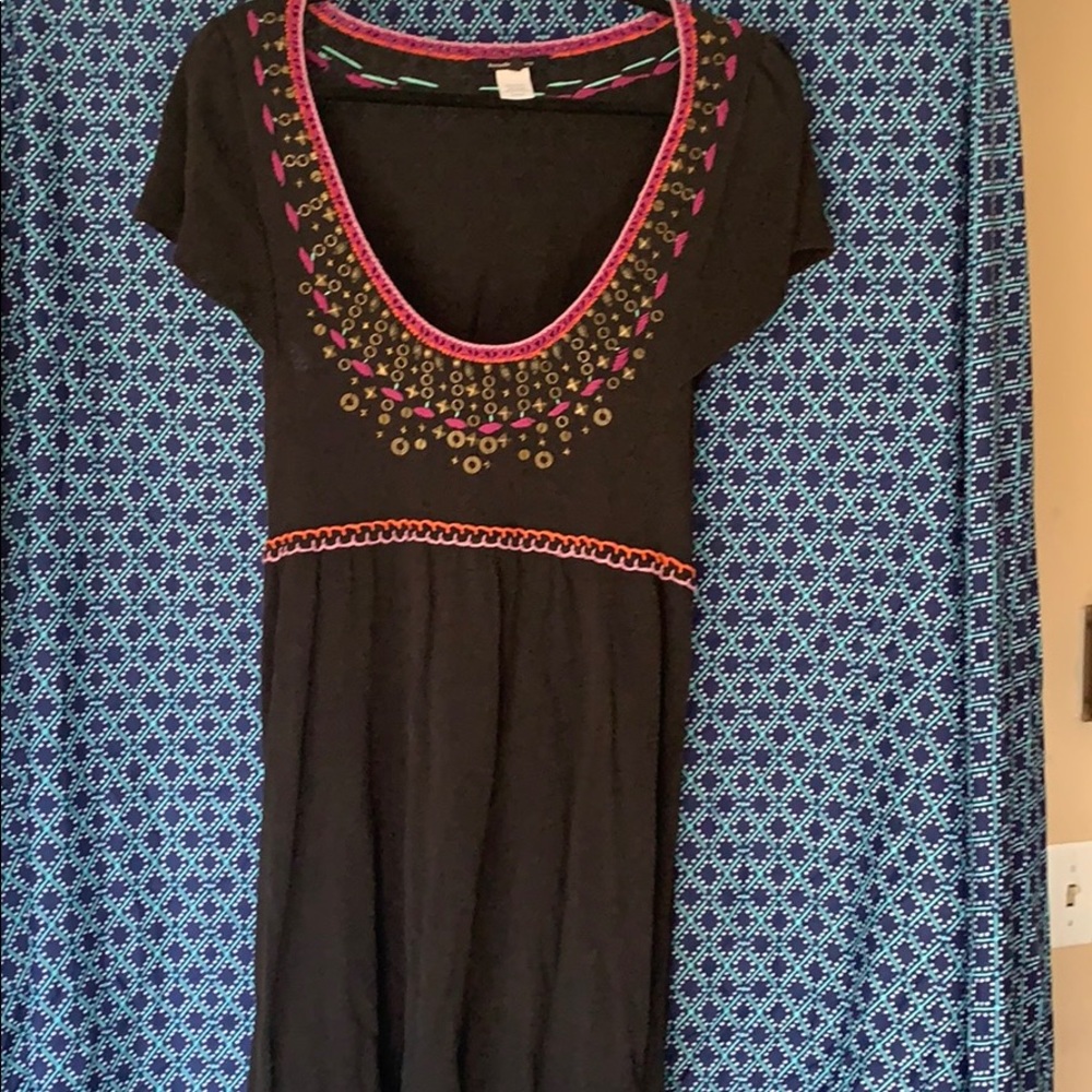 Nanette Lepore cotton, embroidered black dress.
